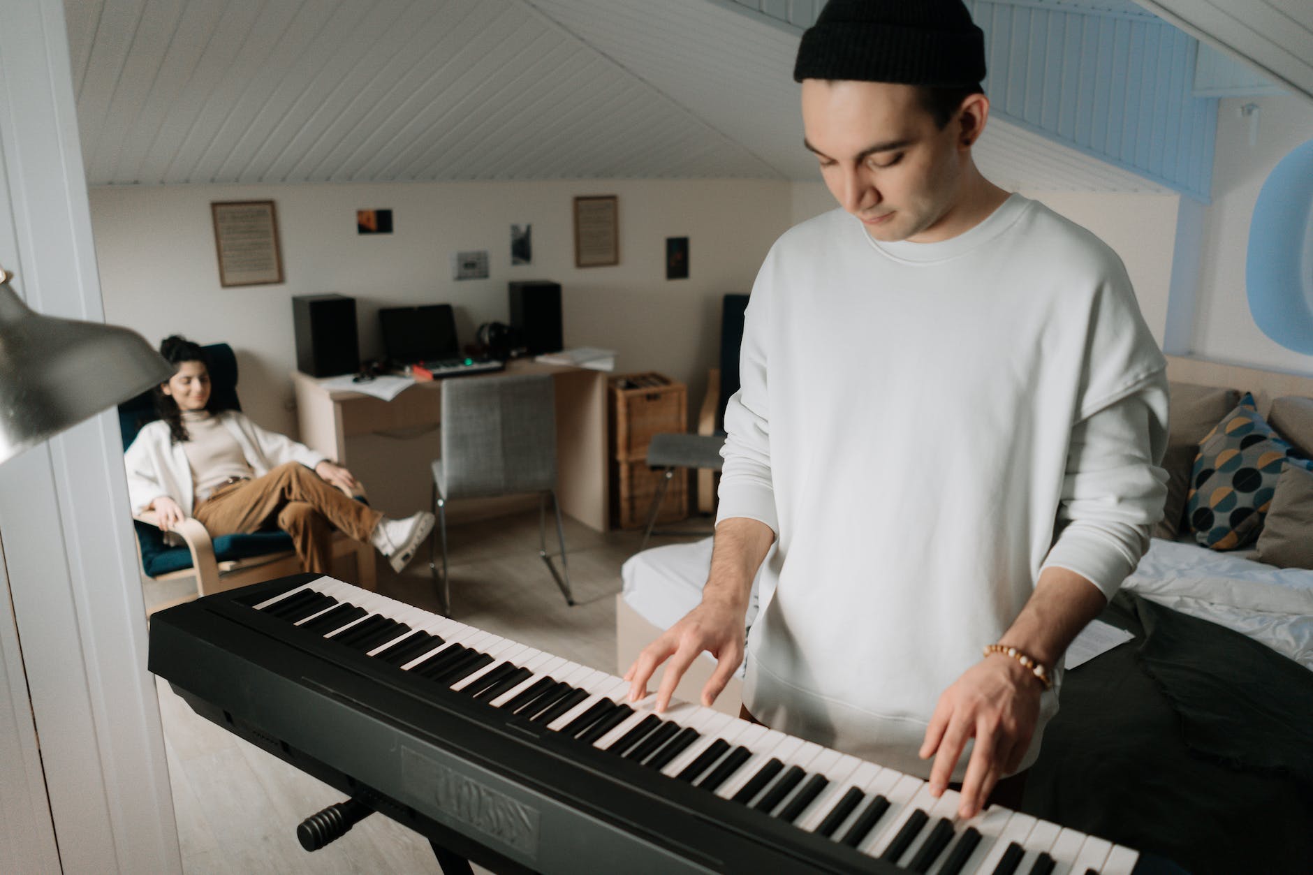 a man playing piano